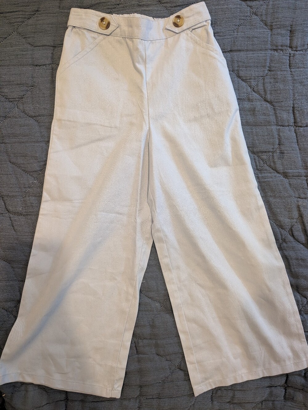 Men's White Cotton Blend Pants - Classic Straight Fit
